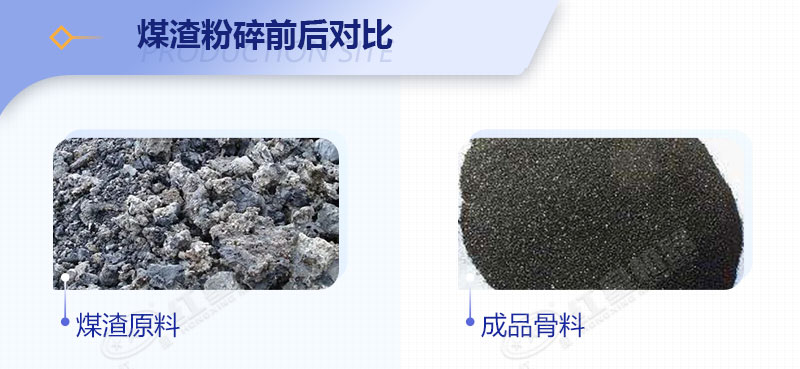 煤渣粉碎前后對比圖