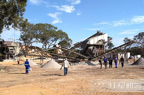 紅星時產(chǎn)500t環(huán)保加工石子生產(chǎn)線現(xiàn)場