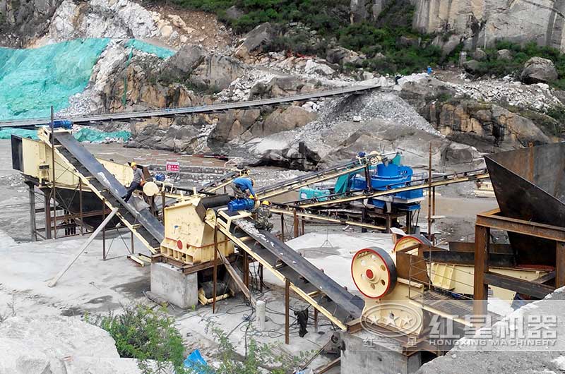 57顎破+反擊破的現(xiàn)場(chǎng)生產(chǎn)線