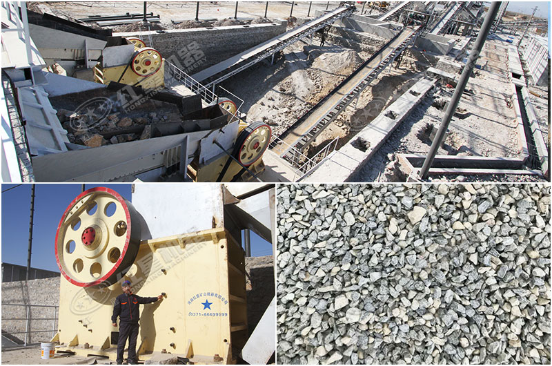 修建鐵路時用的石子以及石子加工現(xiàn)場